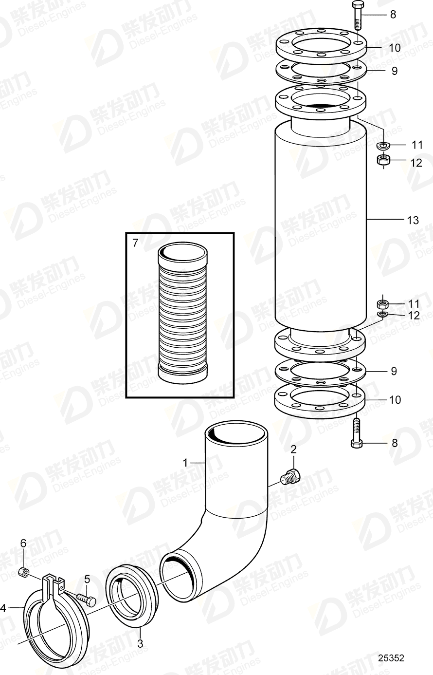 VOLVO Exhaust pipe 3847795 Drawing